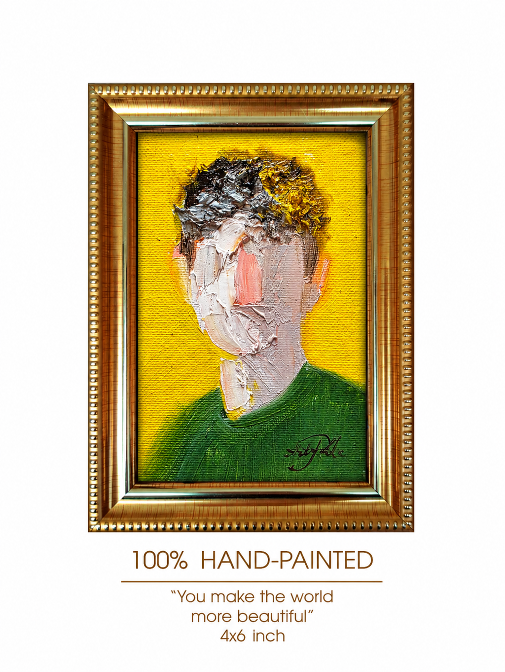 Faceless Boy Portrait Oil Painting Original 4x6 in