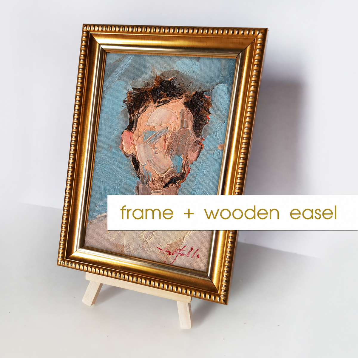 Faceless Man Portrait Oil Painting Original 4x6 in
