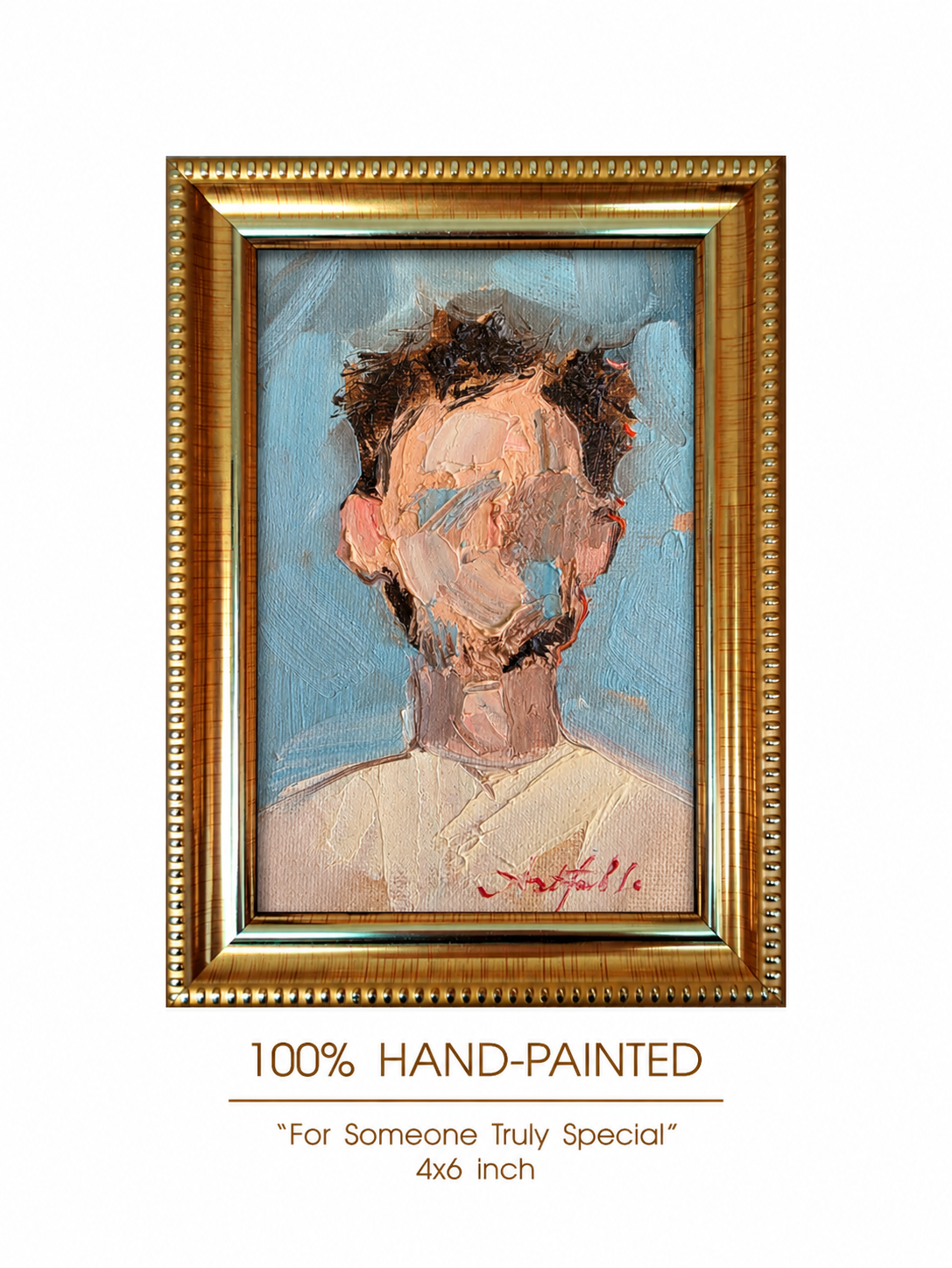 Faceless Man Portrait Oil Painting Original 4x6 in