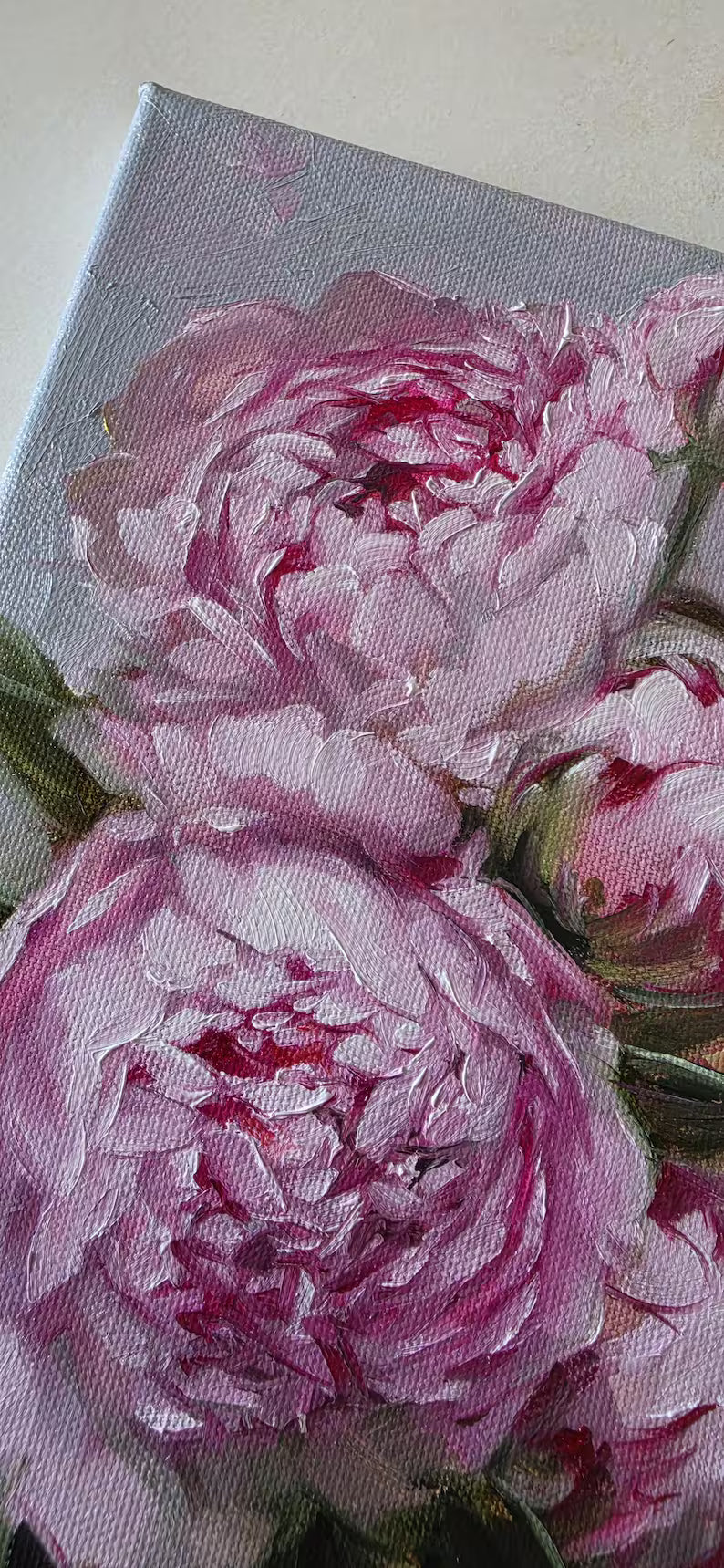 Peony Oil Painting Original, Small Floral Canvas Artwork 10x14 inch