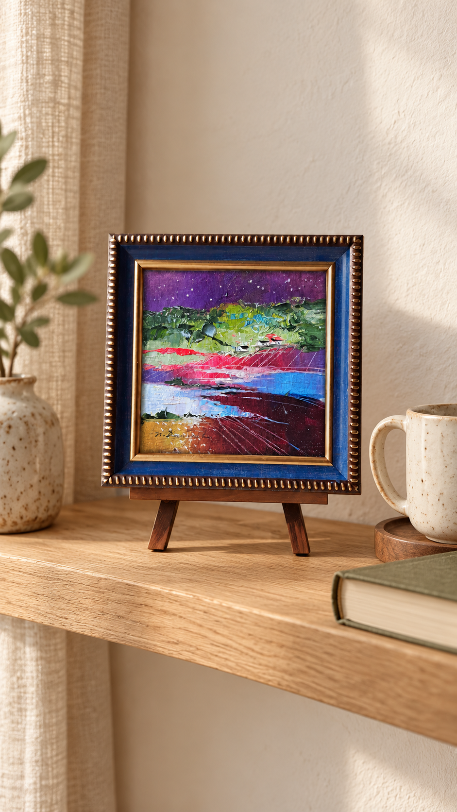 Landscape Abstract Oil Painting 4x4 in - Let new adventures begin