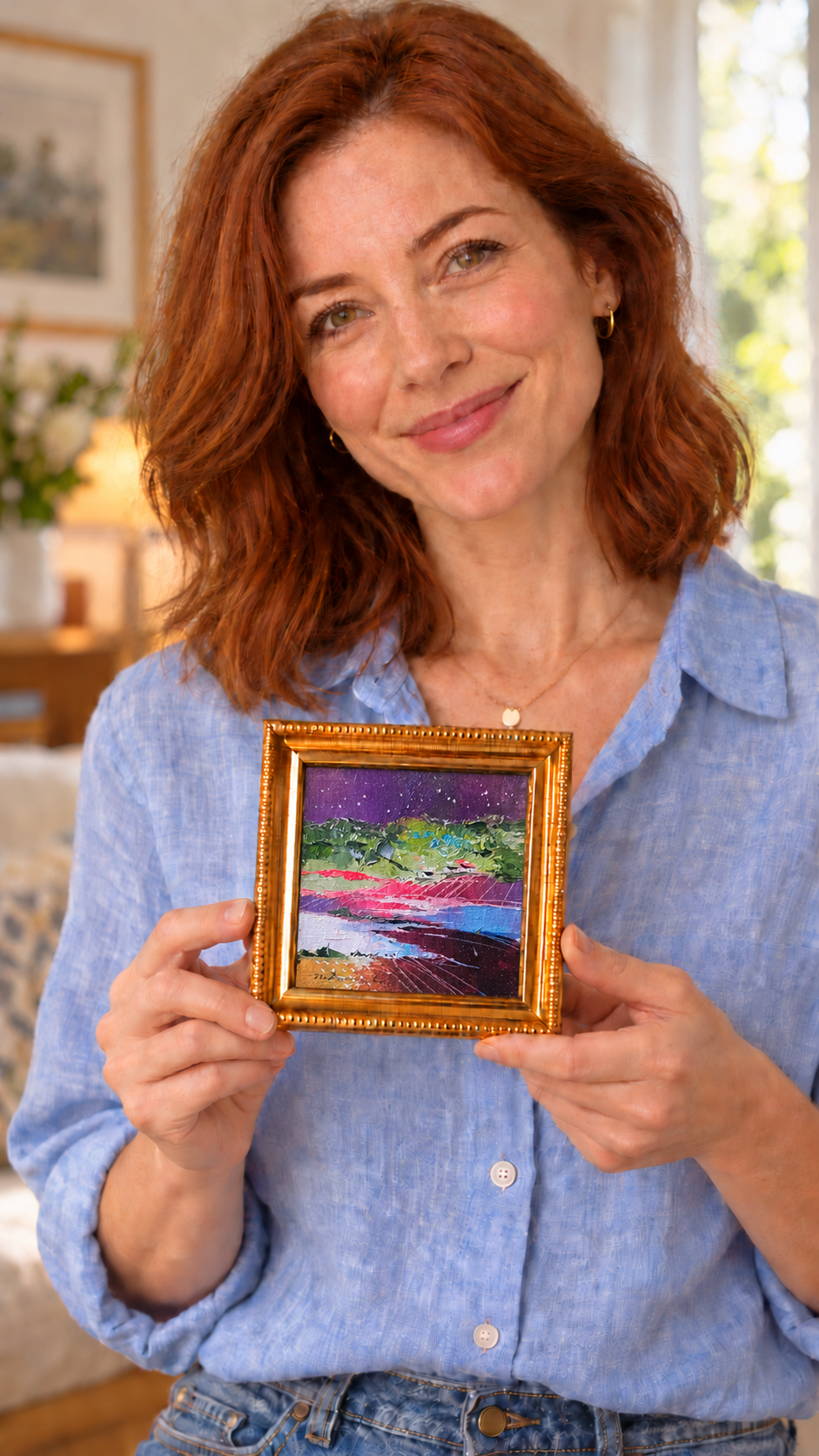 Landscape Abstract Oil Painting 4x4 in - Let new adventures begin