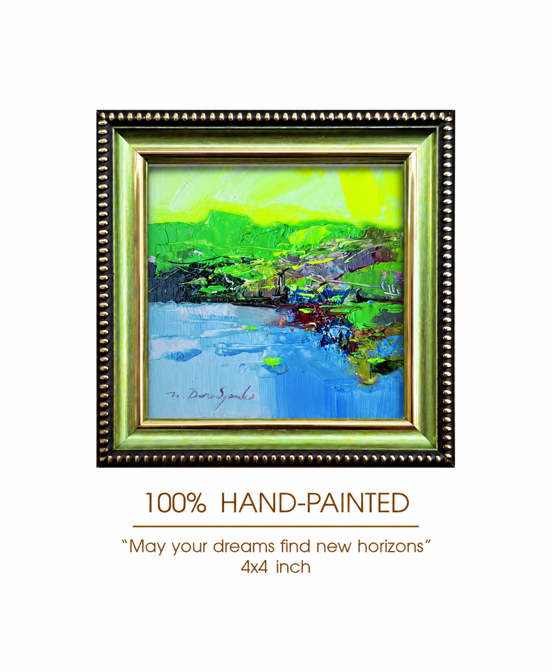 Landscape painting original art 4x4 in - May your dreams find new horisons
