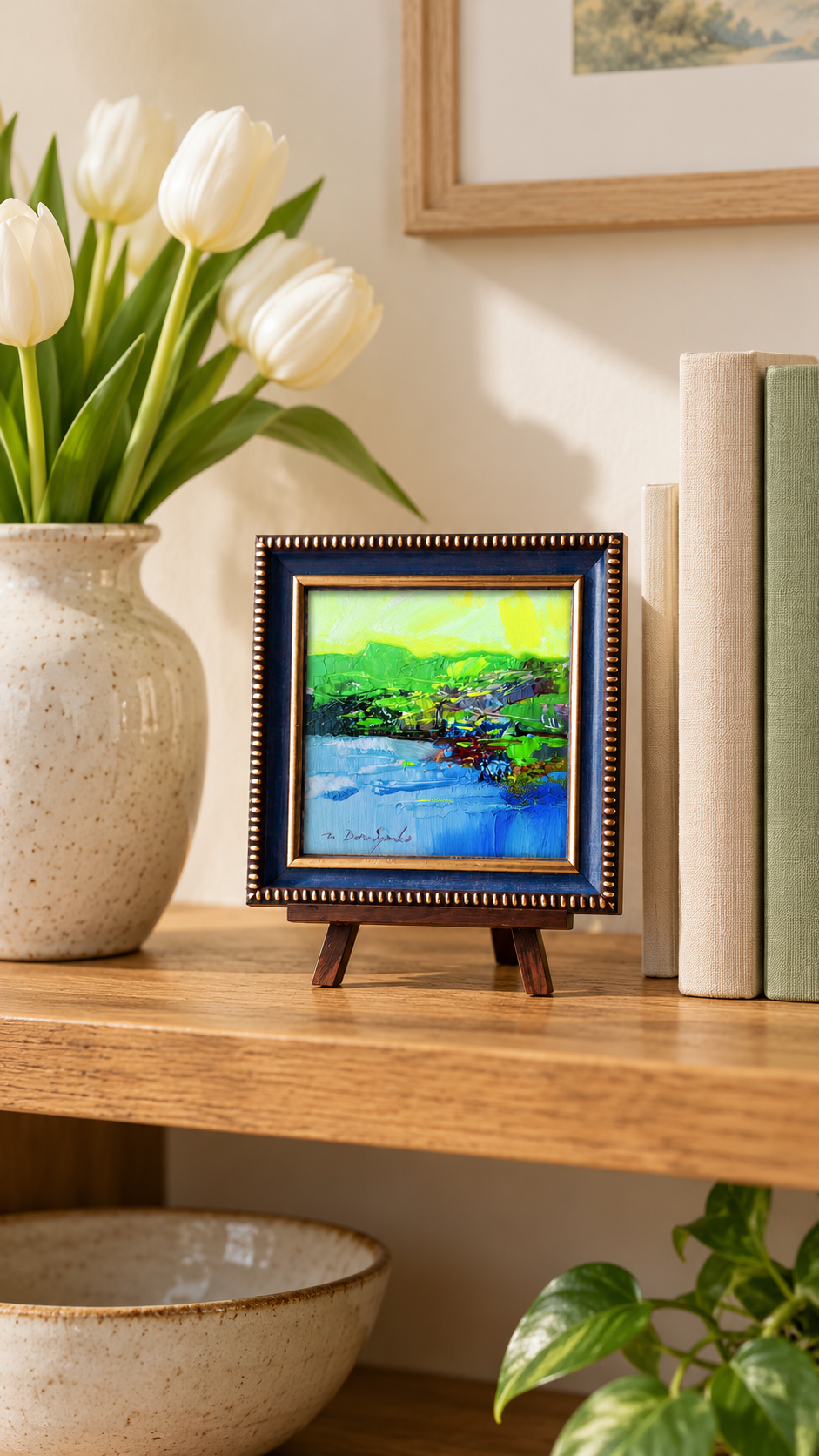 Landscape painting original art 4x4 in - May your dreams find new horisons