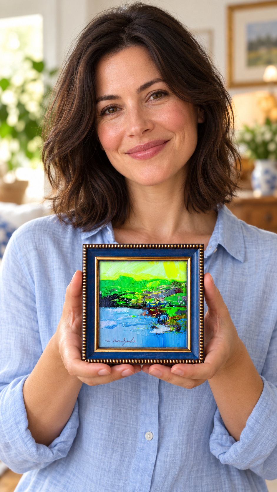 Landscape painting original art 4x4 in - May your dreams find new horisons