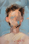 Faceless Man Portrait Oil Painting Original 4x6 in